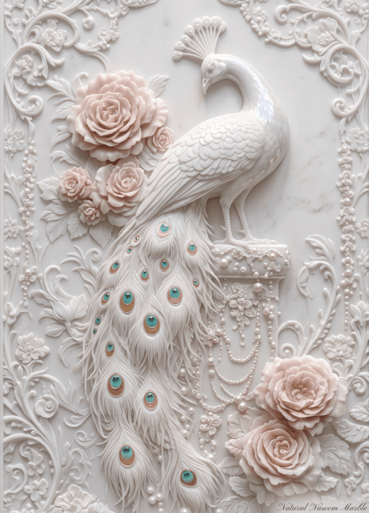 High Quality OF Vietnam Pure White Marble 3D Carved Panel
